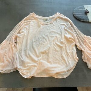 Free People oversized bell sleeve pink t shirt top